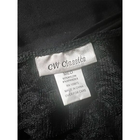 CW Classics Women's Lace See-Through Long Sleeve Crop Top Black Medium - Picture 5 of 5